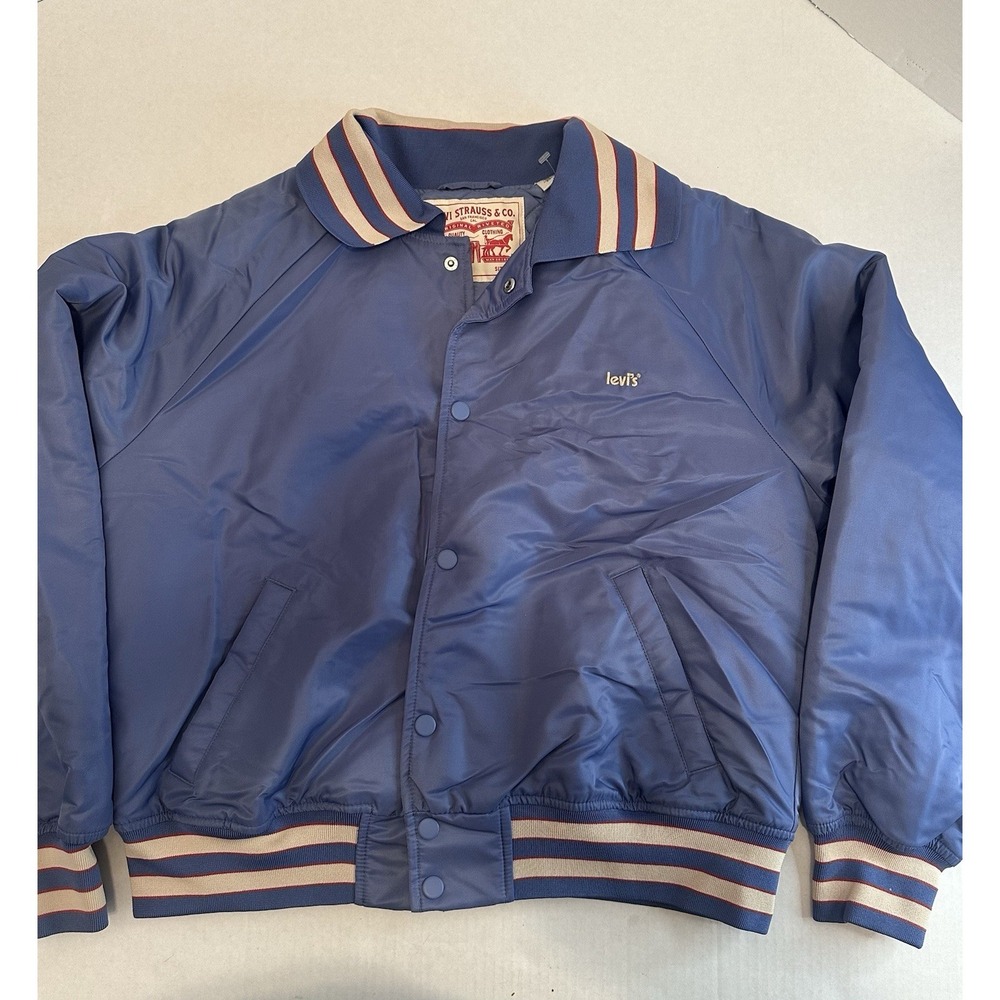Levi's varsity jacket blue With Striped Collar & Cuffs Snap Front Women's Medium